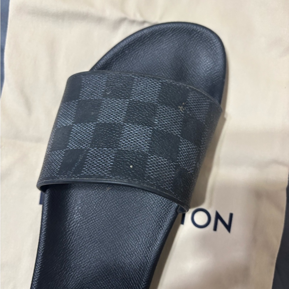 Louis Vuitton Checkered Black Slide Sandals